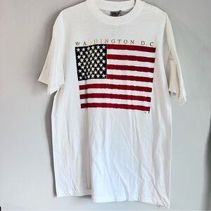Vintage White Washington D.C. Flag Tee Size Large